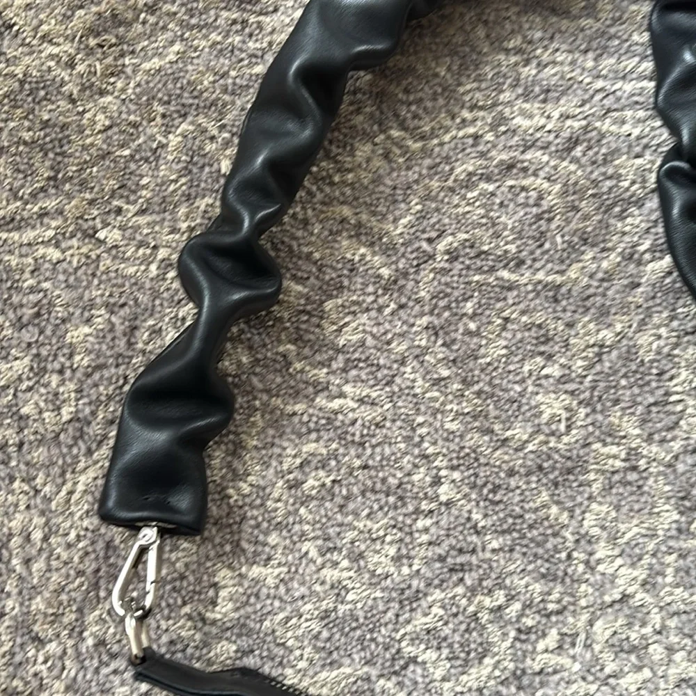 Black Crossbody Bag with Braided Strap and Gold Hardware - Picture 3 of 6